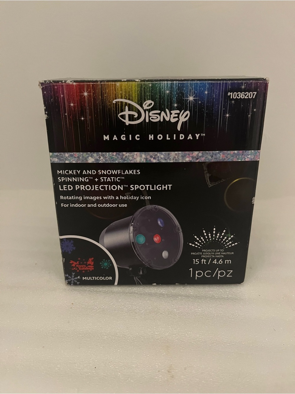 Disney Magic Holiday Mickey Snowflakes Multicolor LED Projection Spotlight Stake